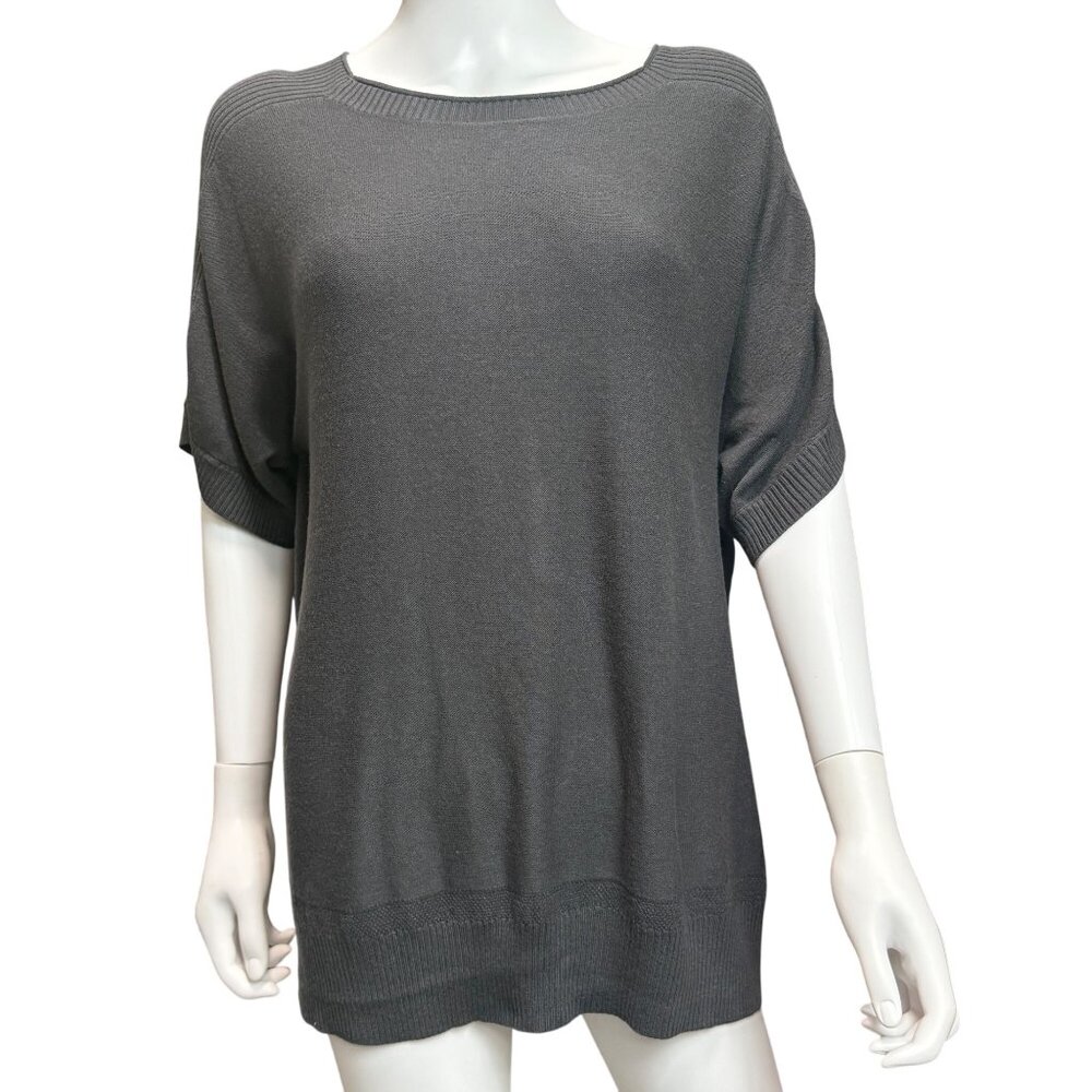 Lululemon Be At Ease Poncho Womens OS Gray Knit High-Low Short Sleeve Sweater - Picture 1 of 8